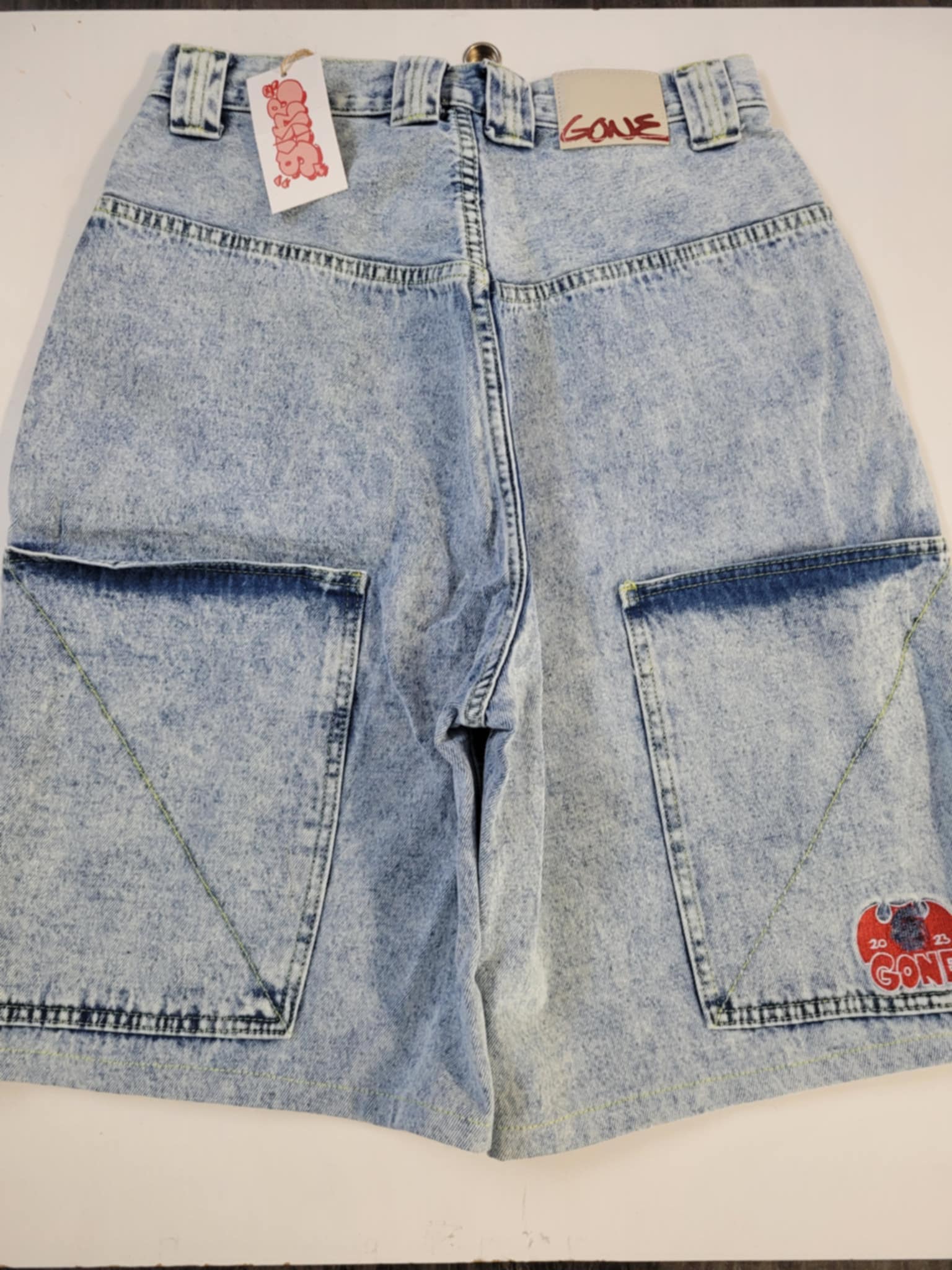 GONE baggy jeans shorts (light blue)