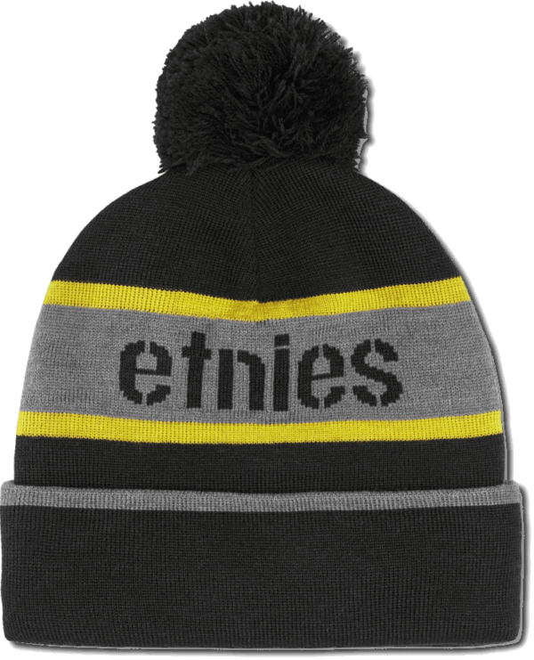 ETNIES stencil pom beanie (black yellow)