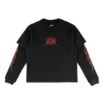 WELCOME caste layered LS knit (black red)